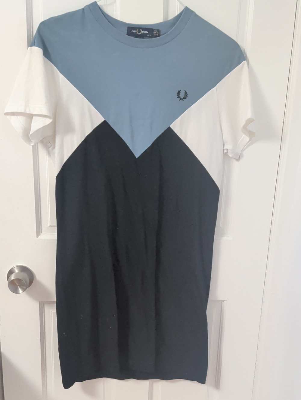 Fred Perry Light Blue, White & Black Colorblock Mini Dress